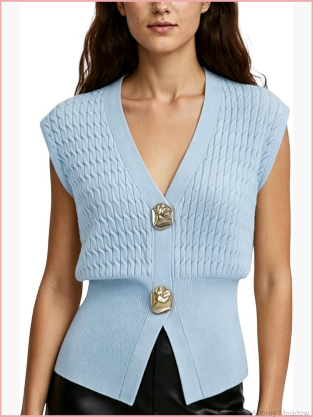 Women's Cable Knit Sleeveless V-Neck Sweater Vest Cardigan